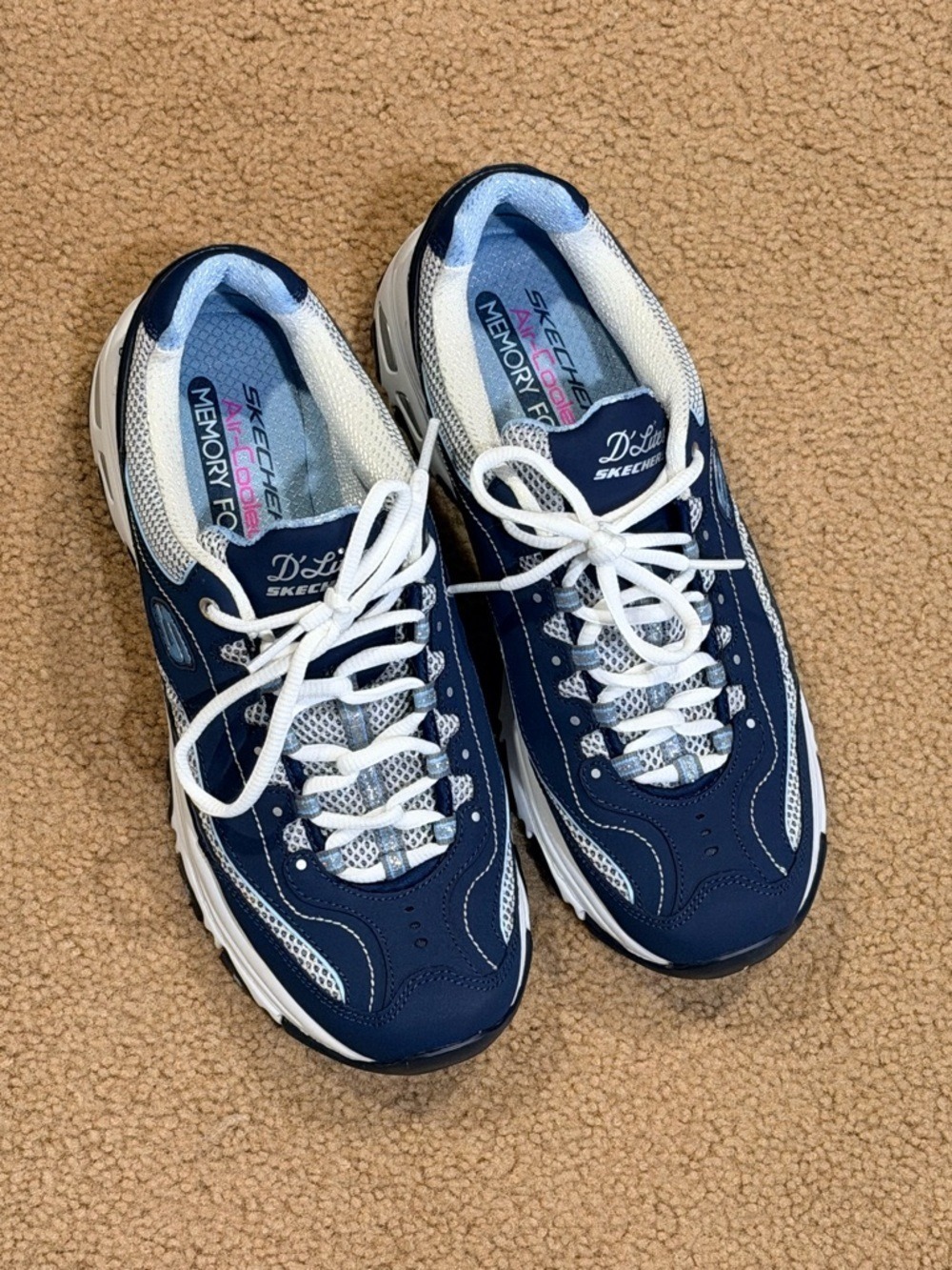 Skechers D'Lites Navy Blue White Sneakers Size 8.5 - Picture 5 of 9